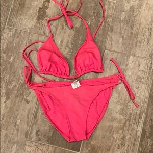 BECCA bikini - pink triangle top/string bikini